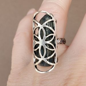 New Unique Caged Natural Kyanite 925 Silver Ring.